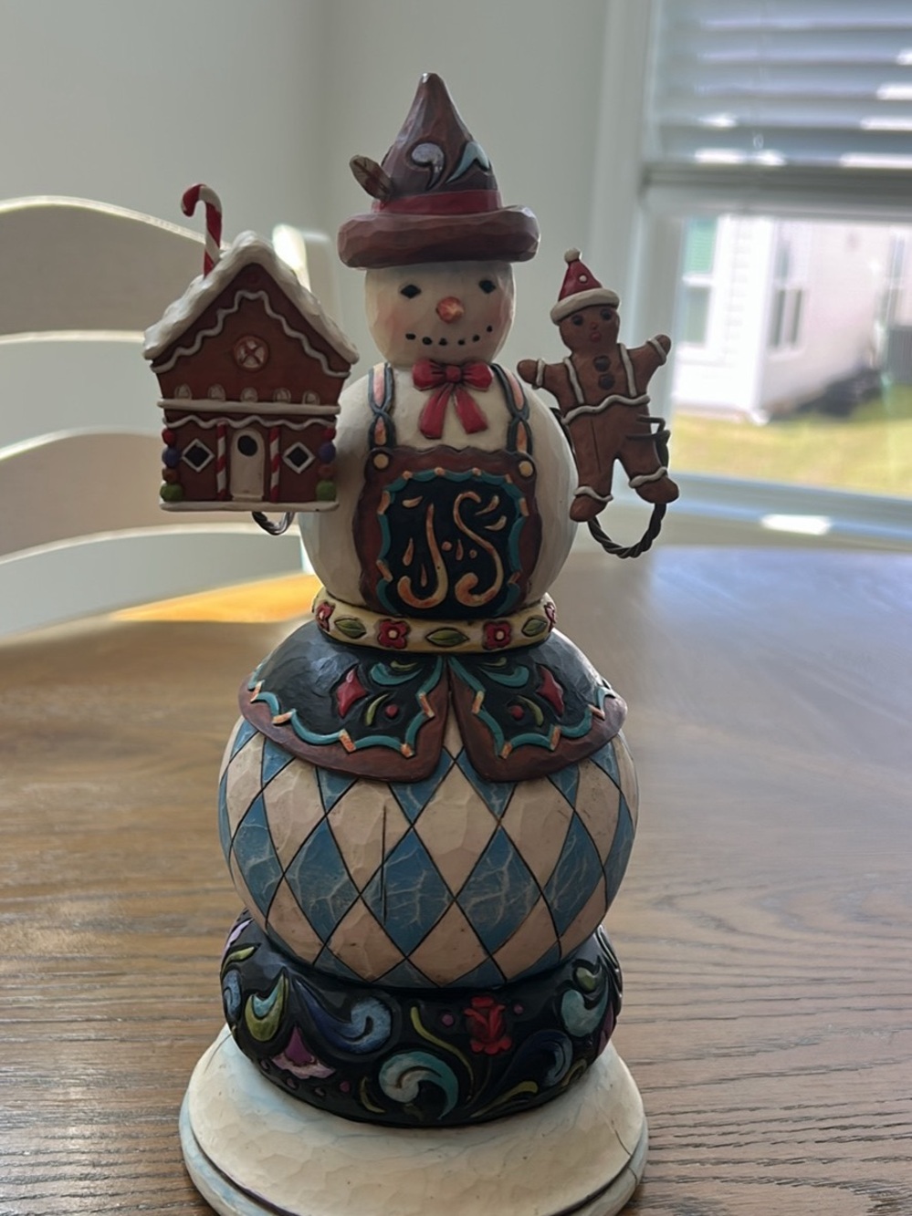 Jim Shore Hand-Painted Decorative Snowman Figurine Music Box - Blue & Cream